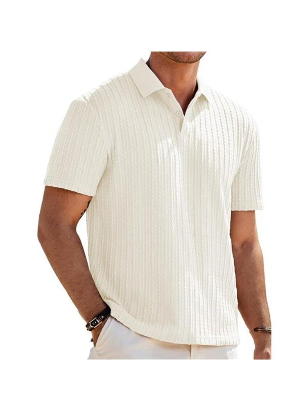 Mens Knit Polo Shirt Short Sleeve Casual Golf Lightweight Soft Summer Top